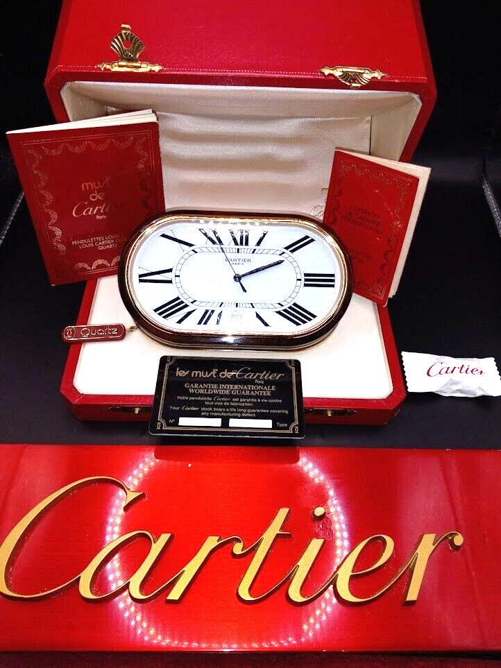 ***  Cartier Accordion Oval Date Clock  with / Box time capsule ***