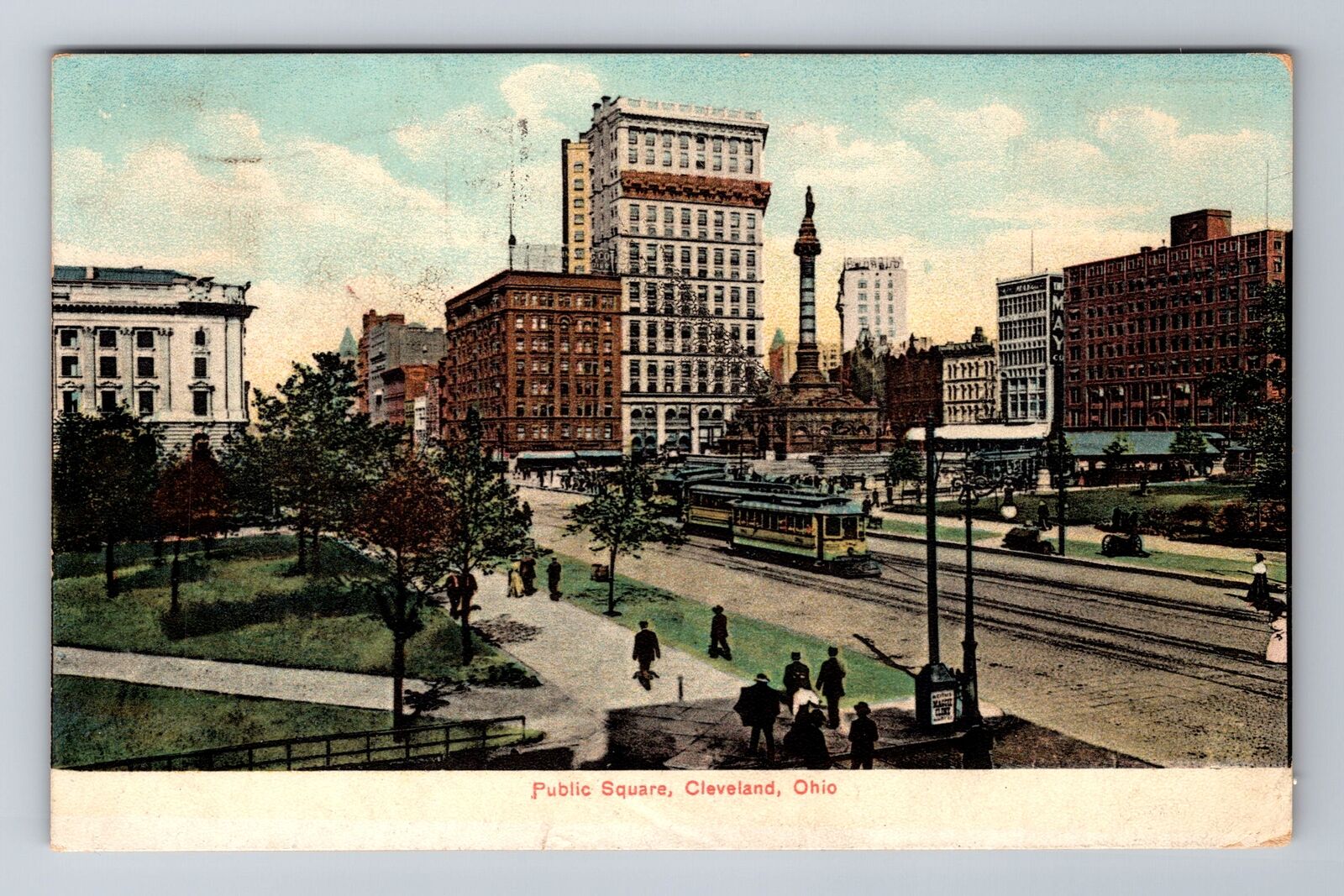Cleveland OH-Ohio, Public Square, Antique Vintage Souvenir Postcard