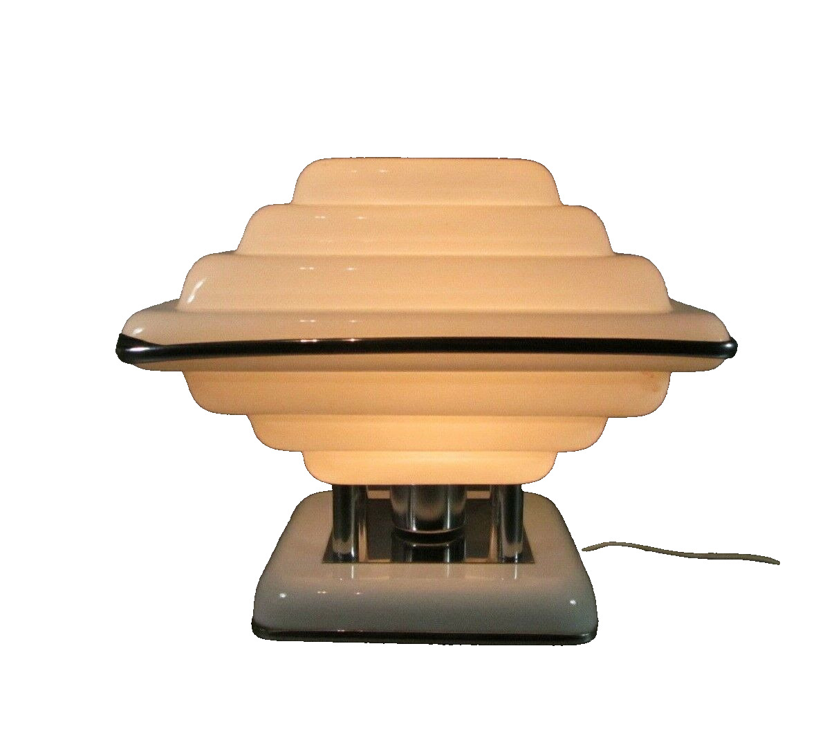 Vintage Plastic Chrome Pyramid Lamp Mid Century Modern Plexi Space age 1970's