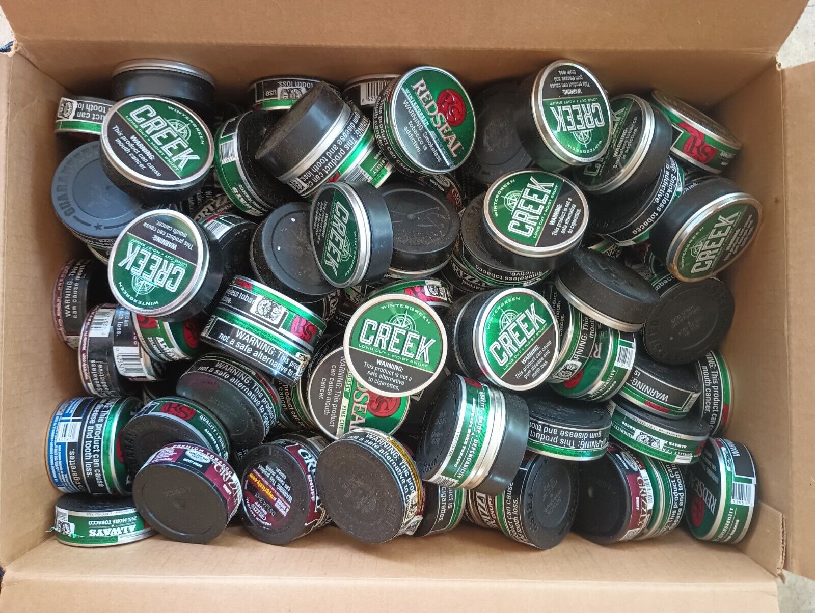 13 Pounds Of Empty Metal Lid Dip Cans For Crafts, Tackle, ETC...