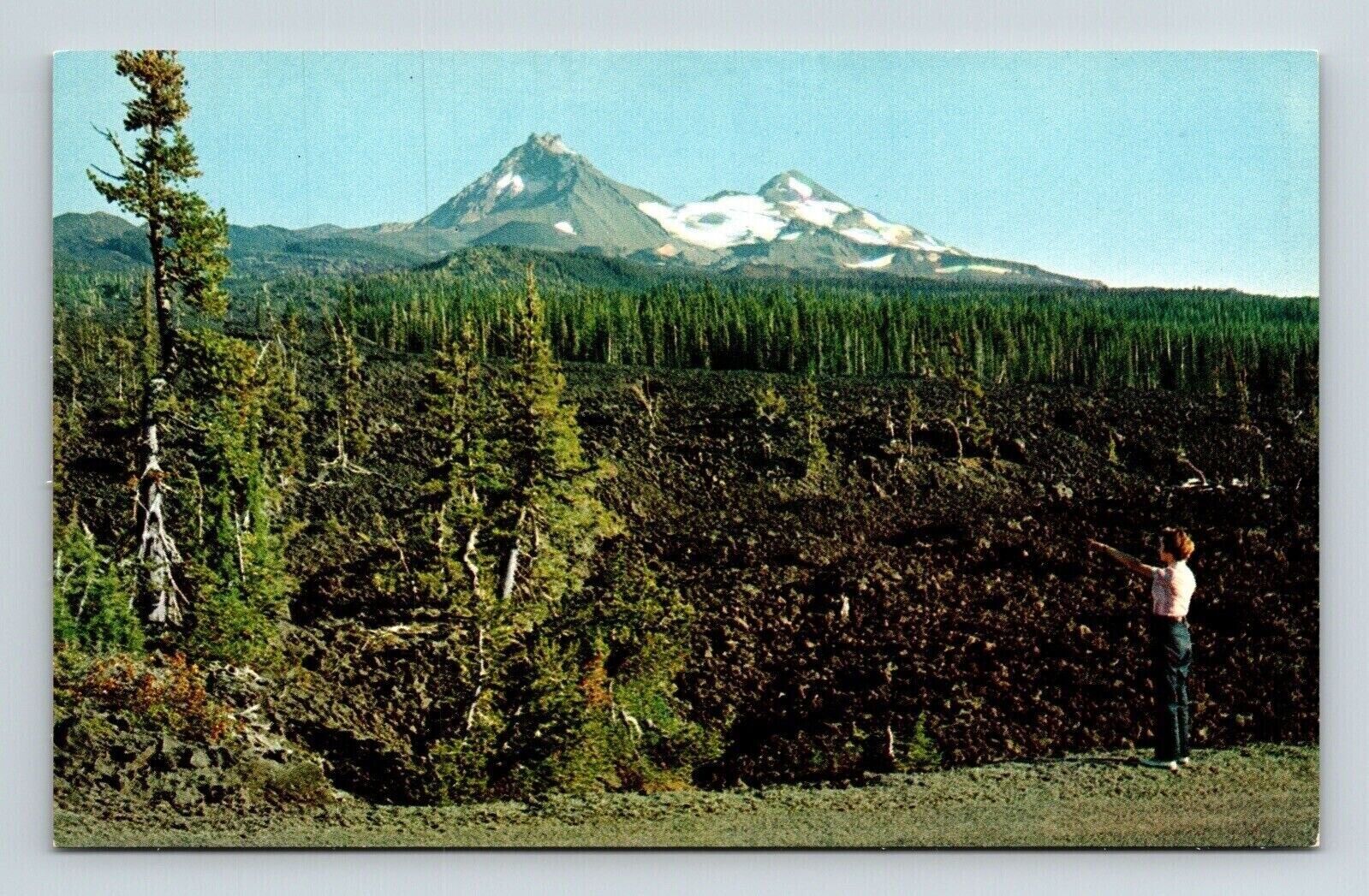 Oregon Lava Beds McKenzie Pass Scenic Mountain Landscape Chrome Postcard