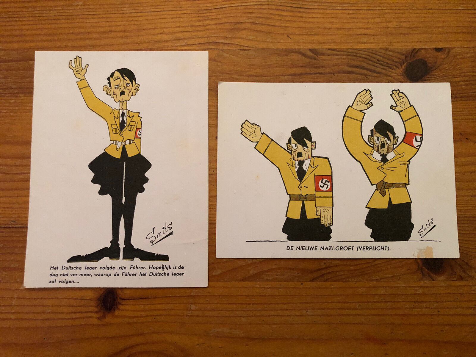 Set Of Vintage 1944-45 WWII Hitler Propaganda Dutch Ton Smits Postcards German