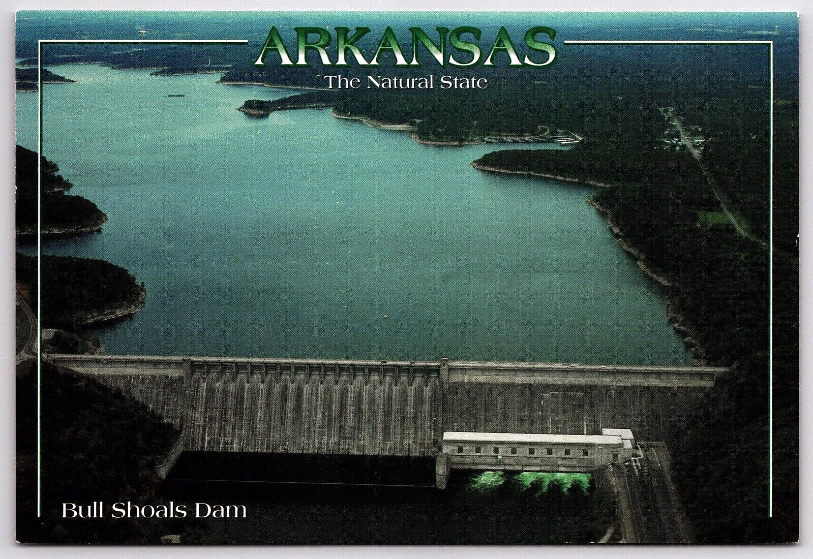 Postcard 4x6 AR Bull Shoals Lake Dam White River Scenic Aerial View Arkansas