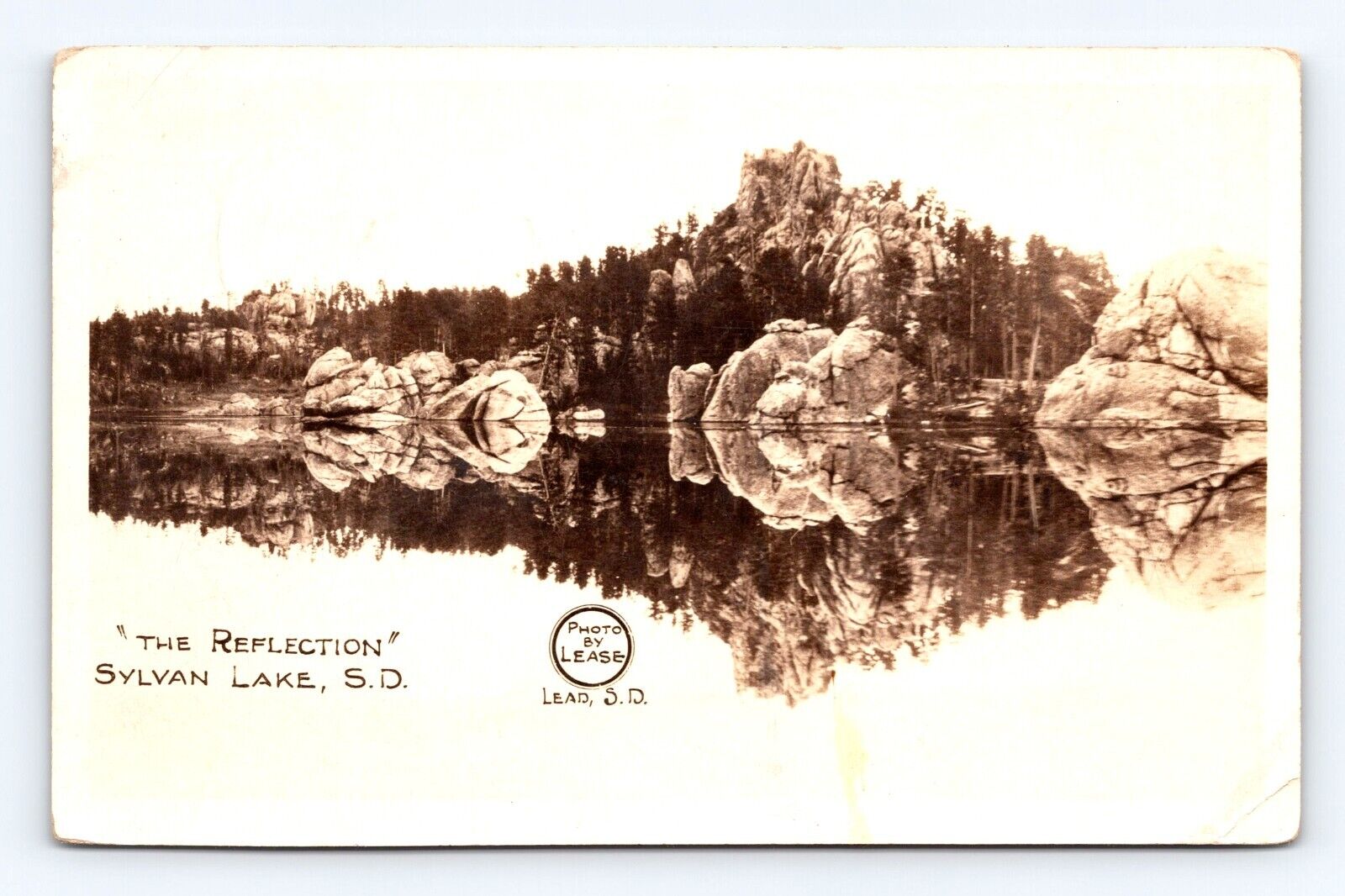 Postcard RPPC Photo Sylvan lake Reflection SD Lease 1905 Undivided Back Pre 1907