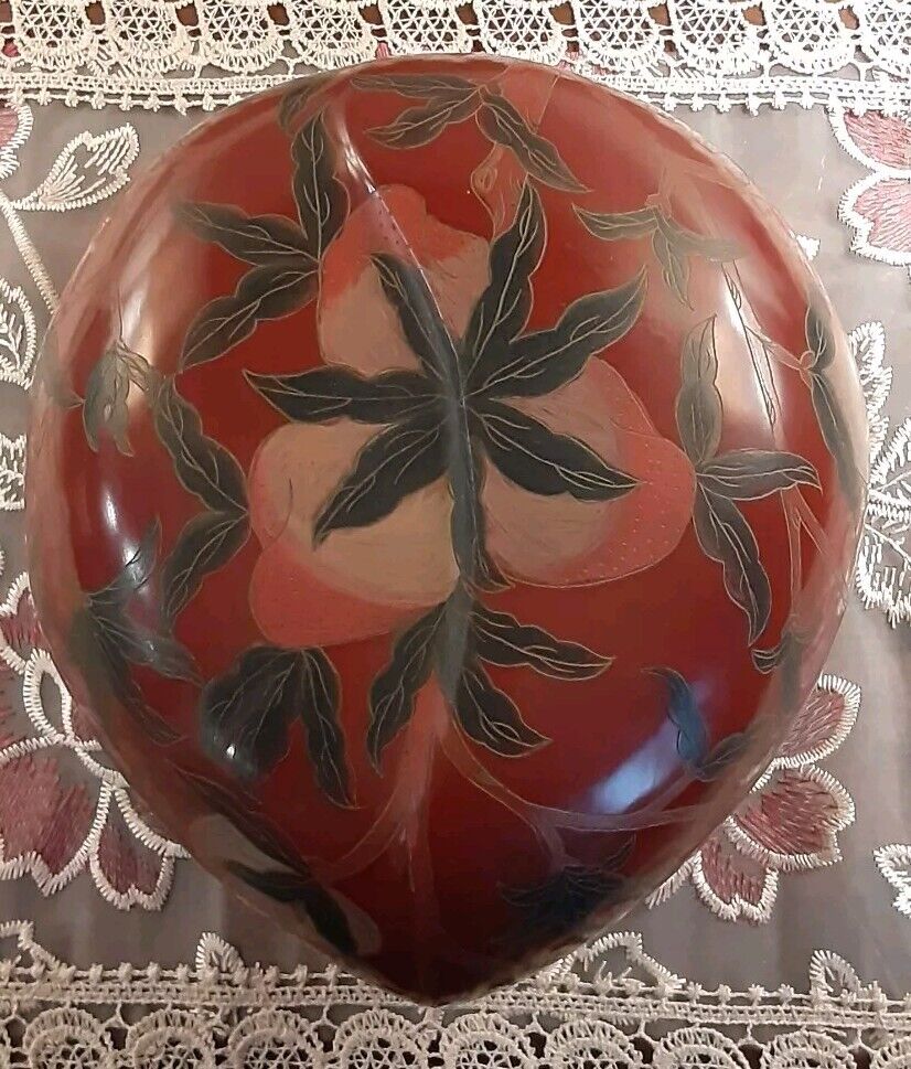 Vintage Chinese Red Lacquered Presentation Box/Strawberries Design