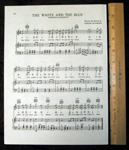 CREIGHTON UNIVERSITY Vintage Song Sheet c 1938 \