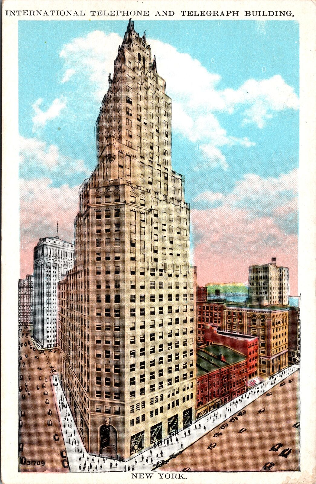 VINTAGE POSTCARD THE INTERNATIONAL TELEPHONE AND TELEGRAPH BUILDING NYC c. 1920