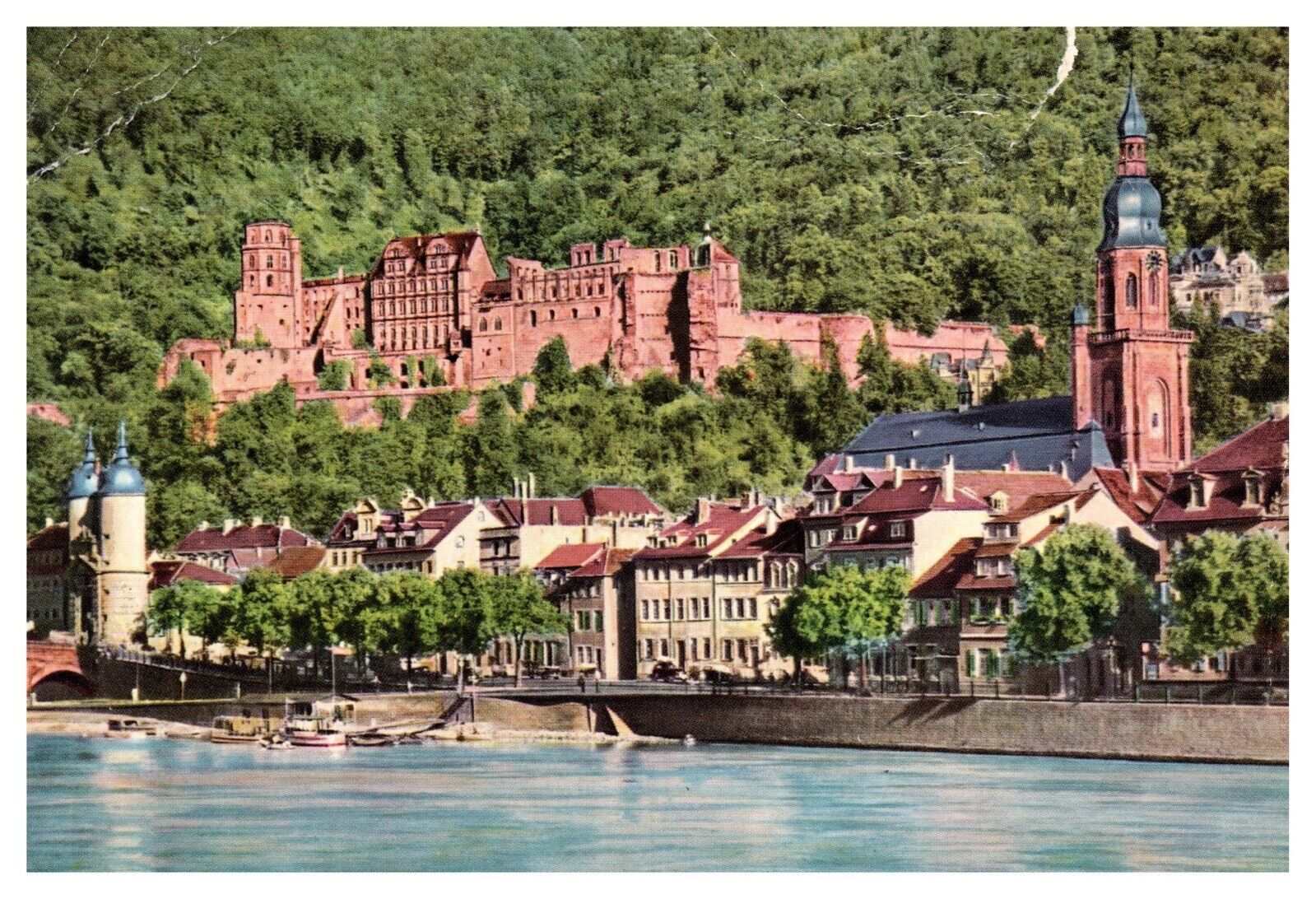 Heidelberg Schloß Mit Heiliggeistkirche Town Wob Posted Cancel Chrome Postcard