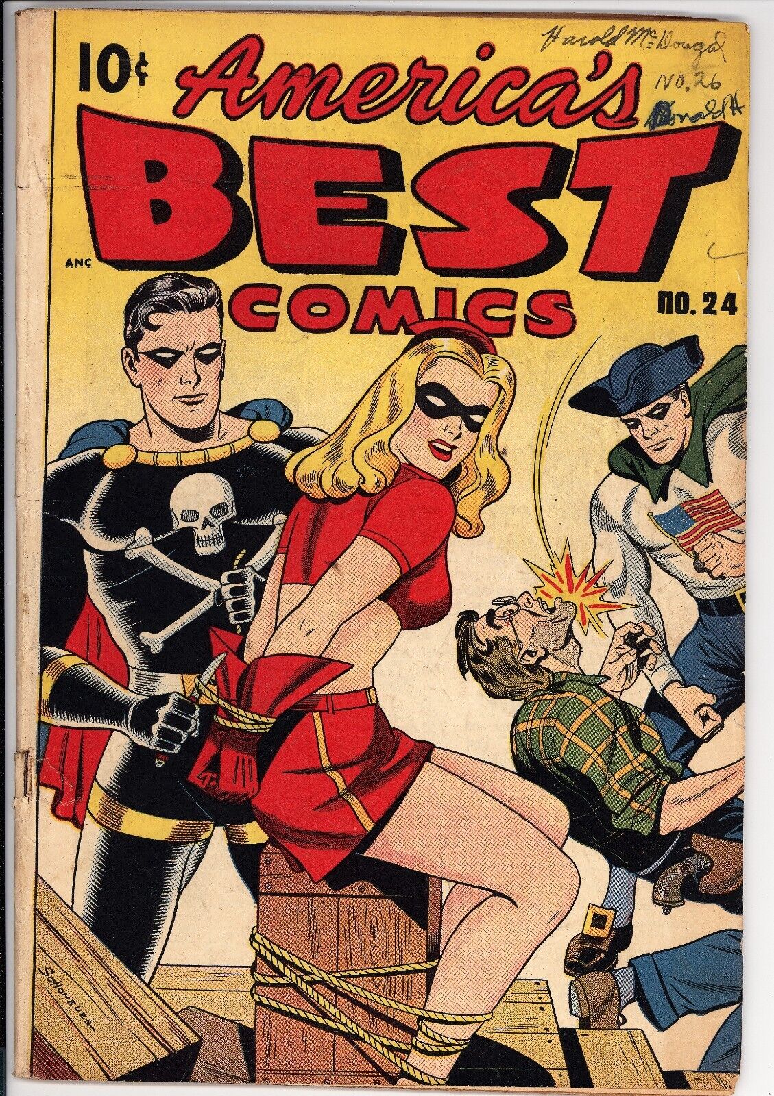 America's Best Comics #24 VG Nedor (1947) -Alex Schomburg Pre-Code Bondage Cover