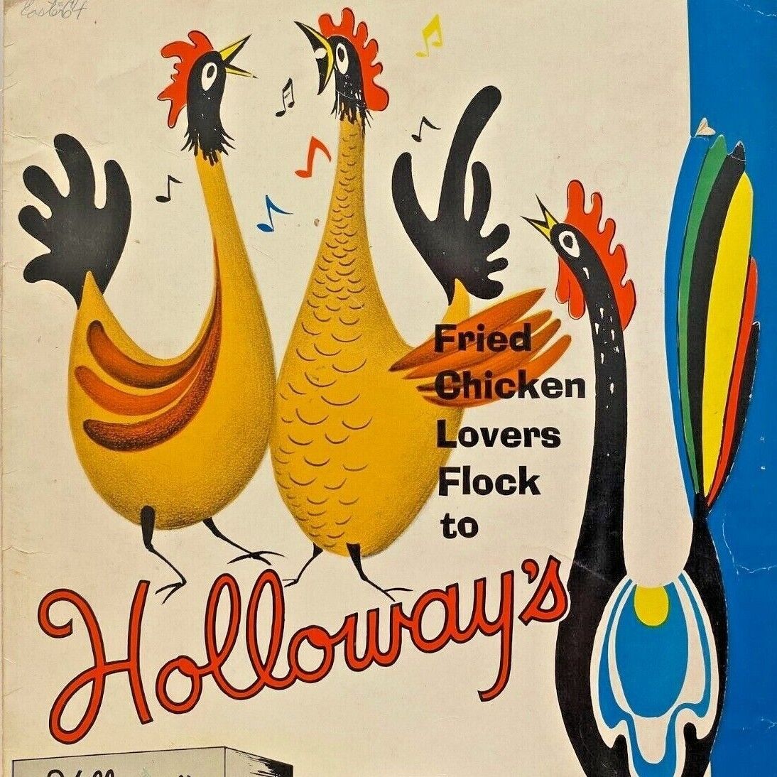 1960s Holloway\'s Fried Chicken Restaurant Menu Camp Bowie Blvd Fort Worth Texas