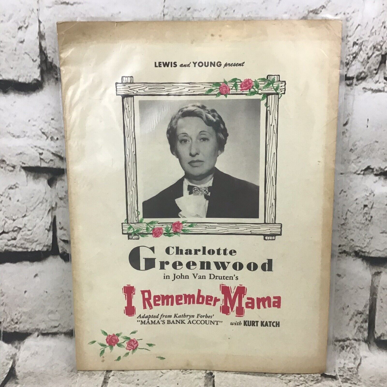 Charlotte Greenwood In I Remember Mama Vintage Play Bill Commemorative Collector