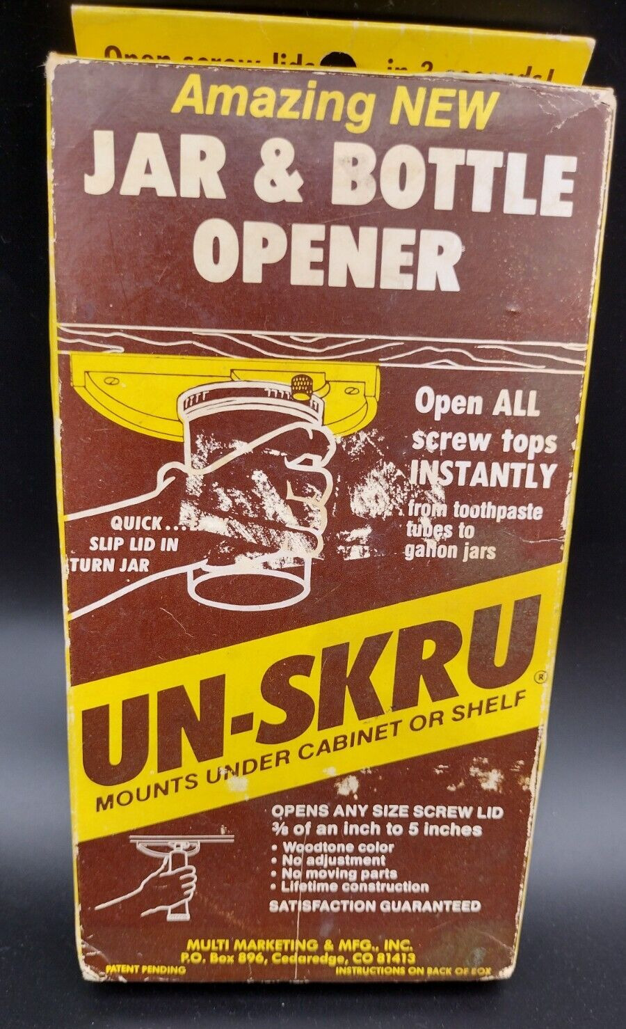 Vintage UN-SKRU Under Shelf Cabinet Jar & Bottle Opener Model 333 Kitchen READ