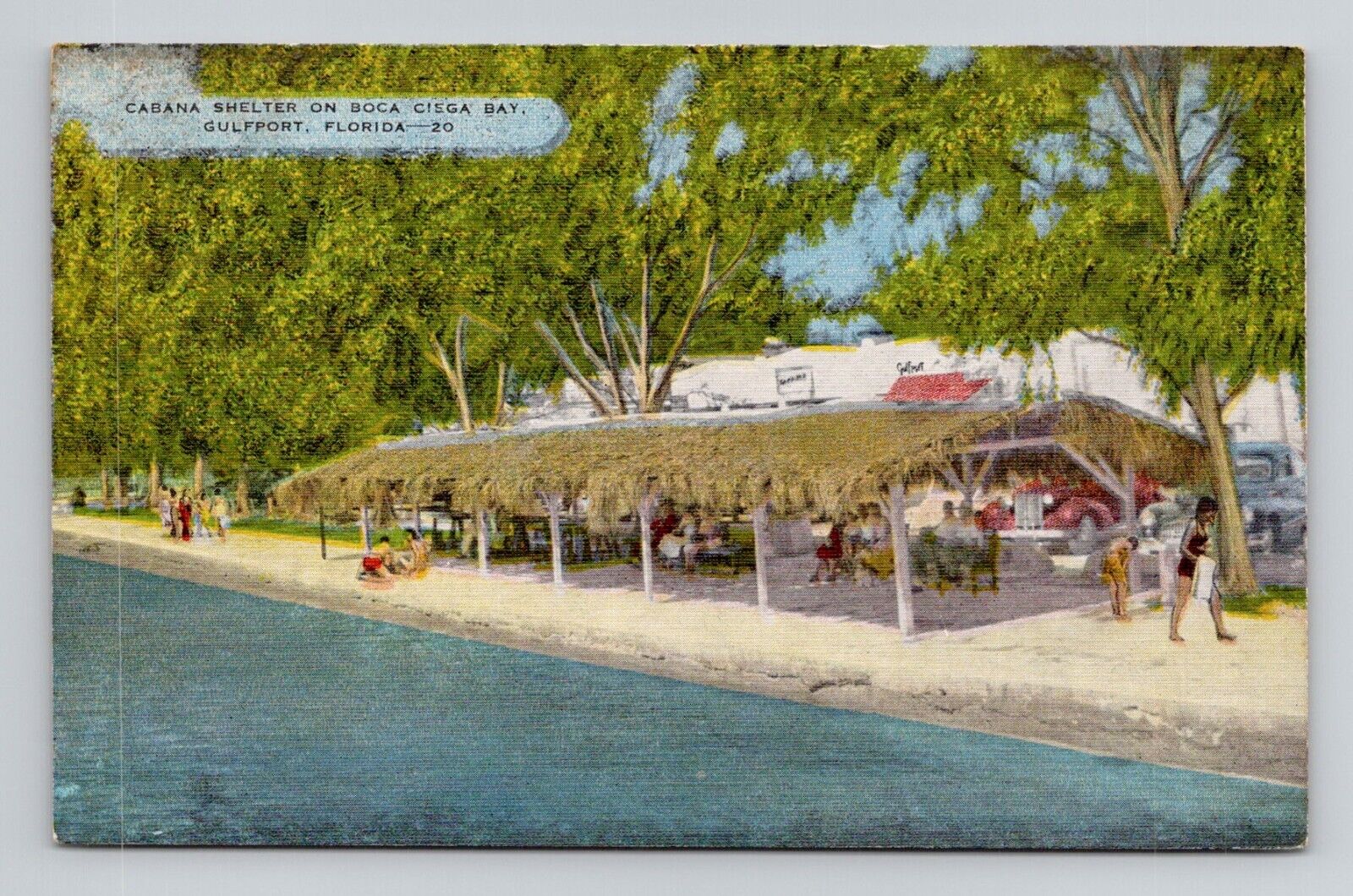Postcard Cabana in Boca Ciega Bay Gulfport Florida FL, Vintage Linen L20