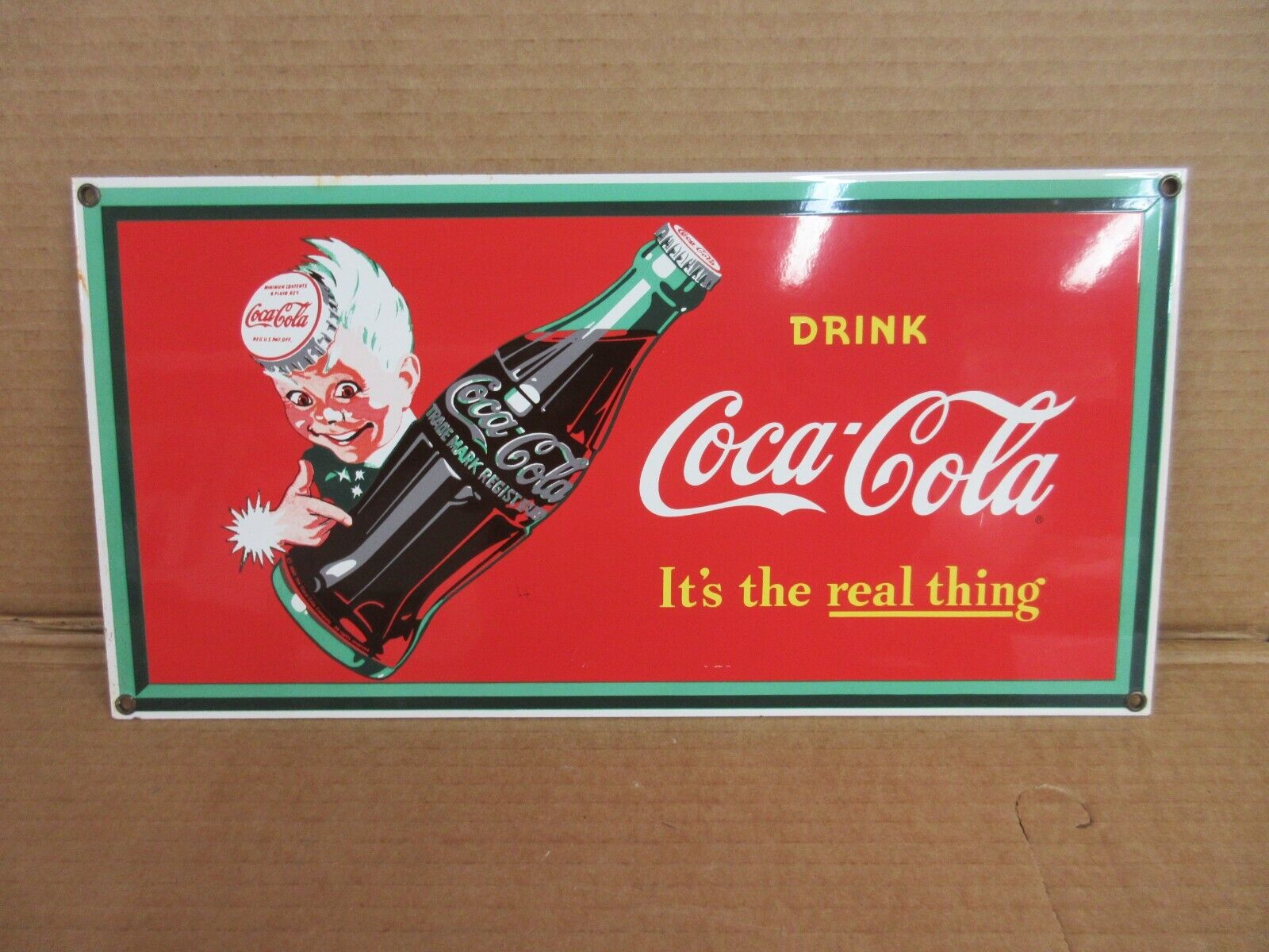 Vintage Drink Coca Cola Its The Real Thing Ande Rooney Porcelain Enamel Sign