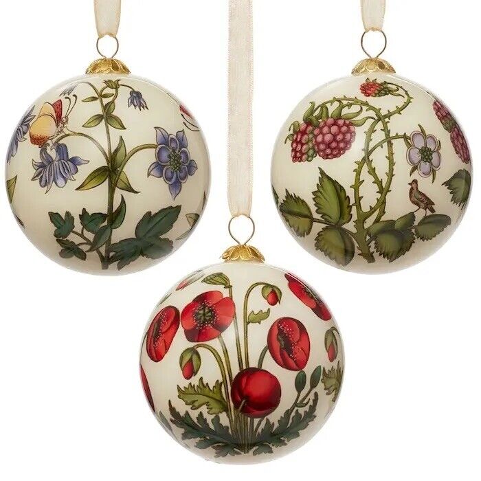 THE MET Hand Painted Ornament Set Floral Motif $120 With Box