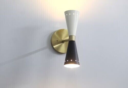2 Light Elegant Mid Century Handcrafted Modern Brass Wall Lamp