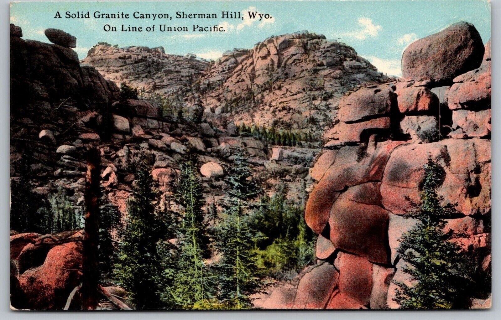 Solid Granite Canyon Cherman Hill Wyoming Union Pacific Line Mountain Postcard