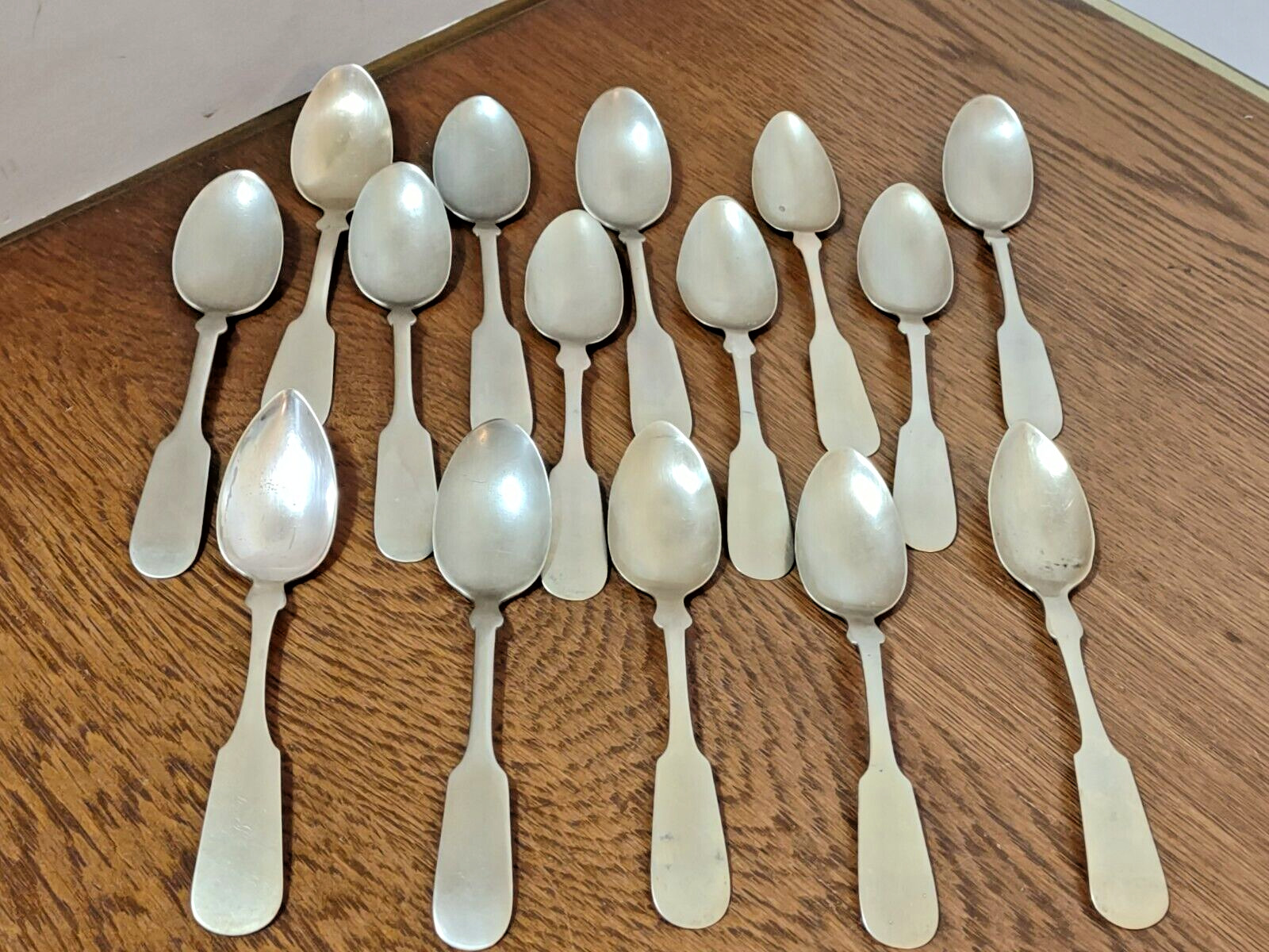 Hall & Elton 15 pc  Antique 238g late 1800s to early 1900s German Silver Spoons