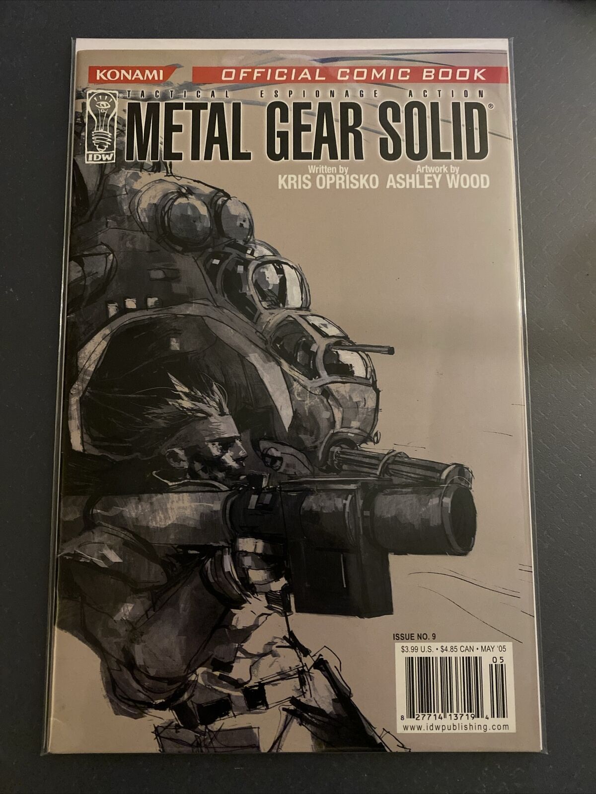 Metal Gear Solid IDW Issue #9 Konami Comic Book 2005 Bag & Board