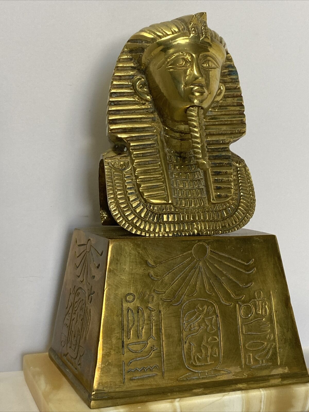 Vintage Golden King Tutankhamun Brass Statue Egyptian King