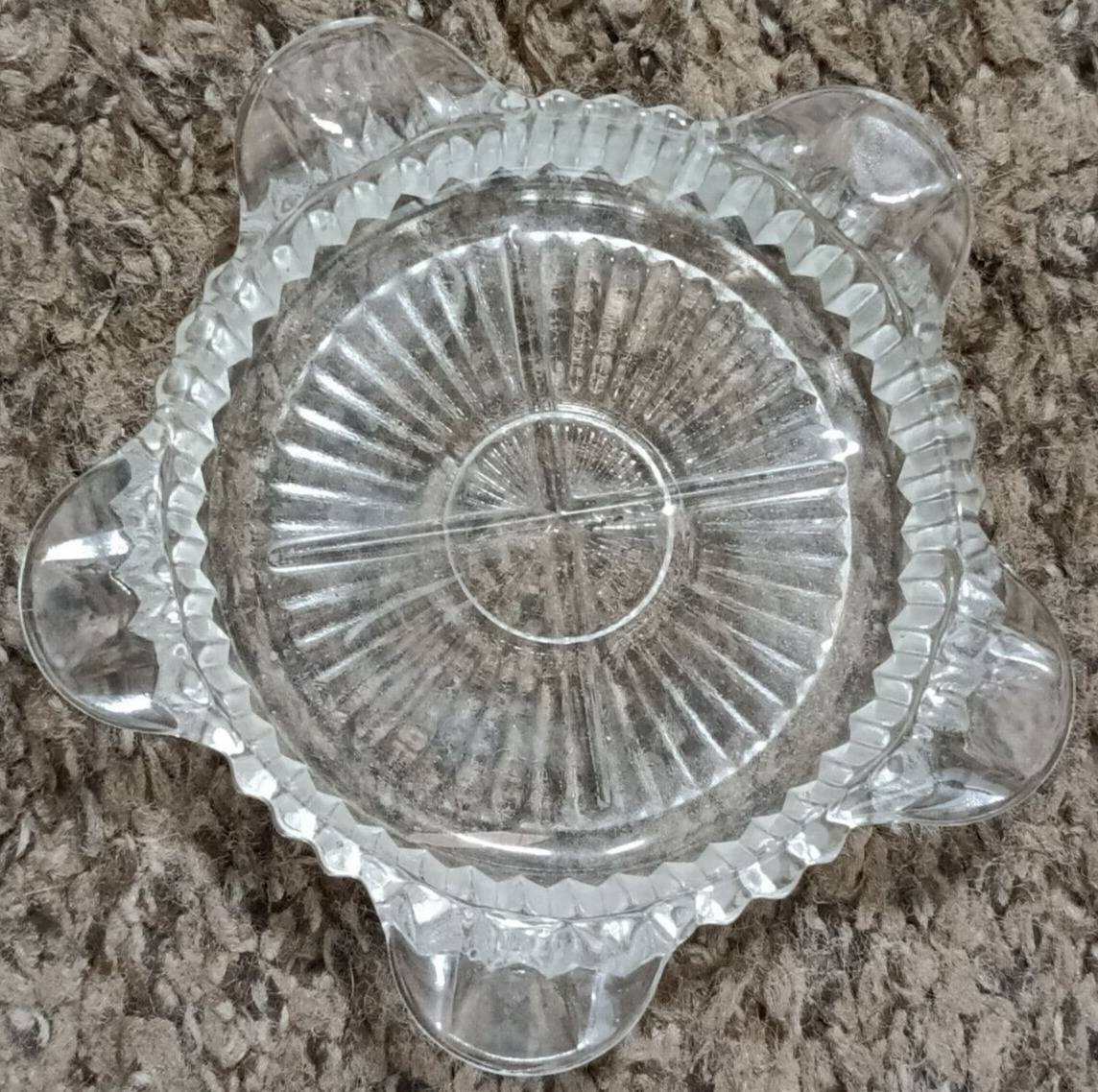 Vintage Clear Glass Ashtray with 5 Cigarette Rests