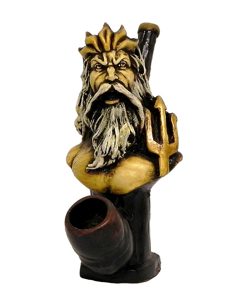 Poseidon Greek God Handmade Tobacco Smoking Hand Pipe Trident Neptune Sea Ocean