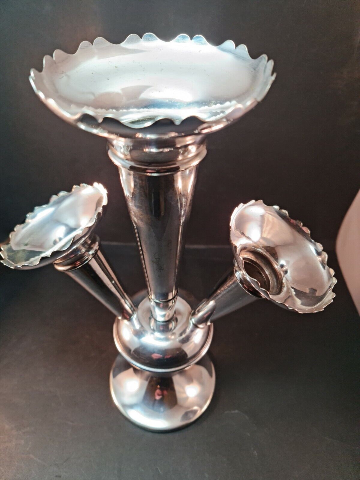 Antique Silver 3 Trumpet Vase Epergne EPNS Australia Centre Piece 1900\'s Rare 