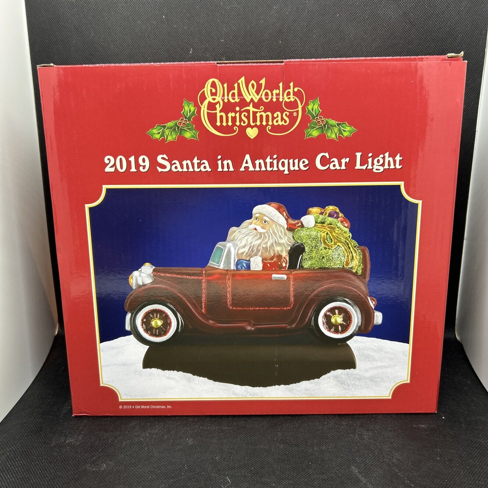 Old World Christmas 529779 Glass Blown Santa in Antique Car Light