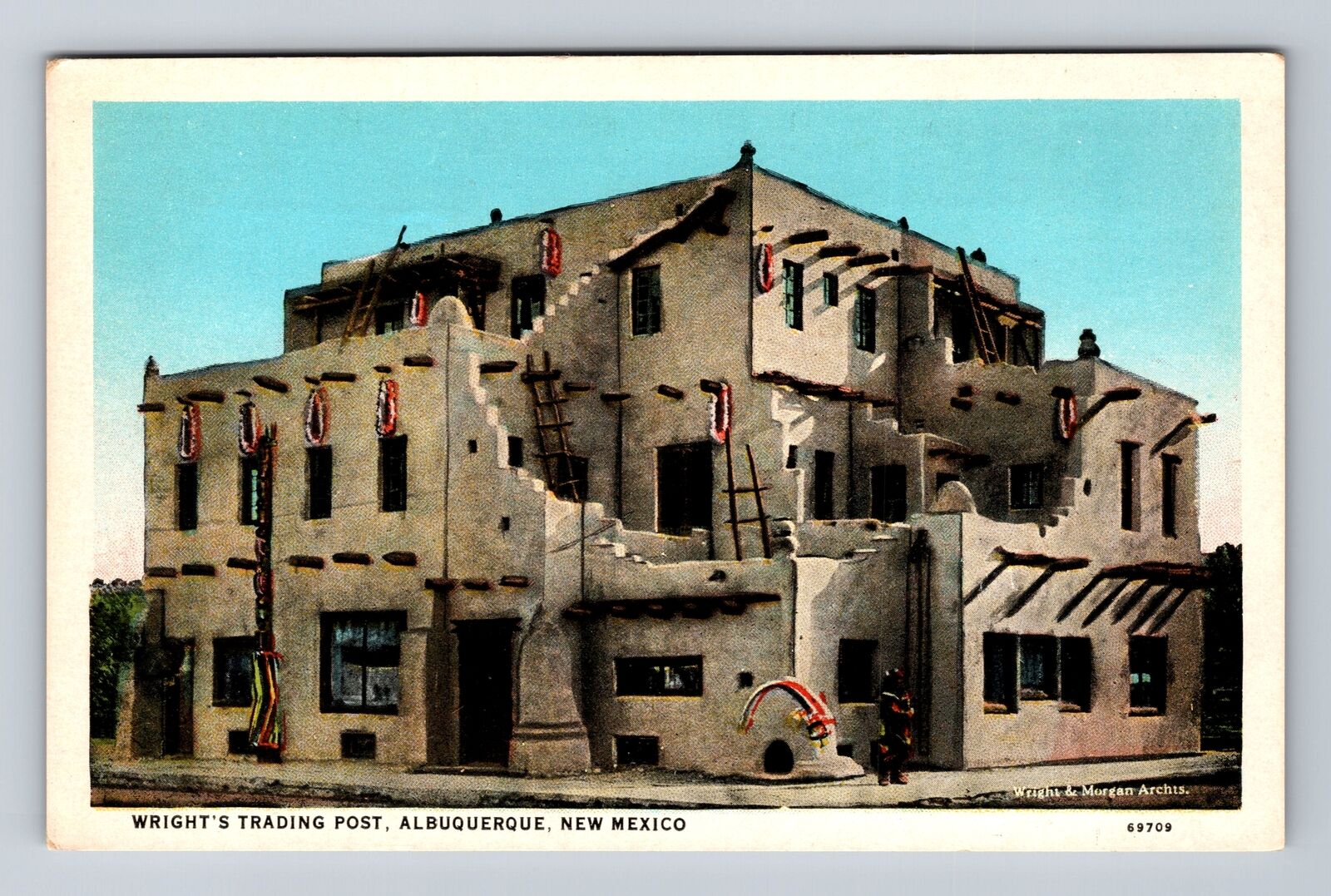 Albuquerque NM-New Mexico, Wright\'s Trading Post, Antique Vintage Postcard