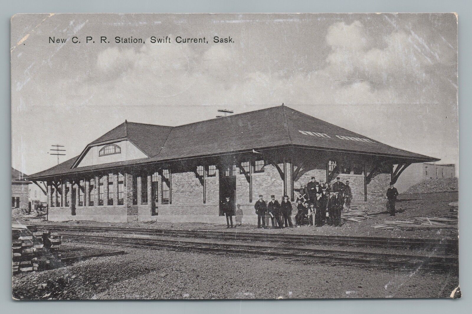 “New CPR Train Station” SWIFT CURRENT Saskatchewan—Railroad Depot 1910