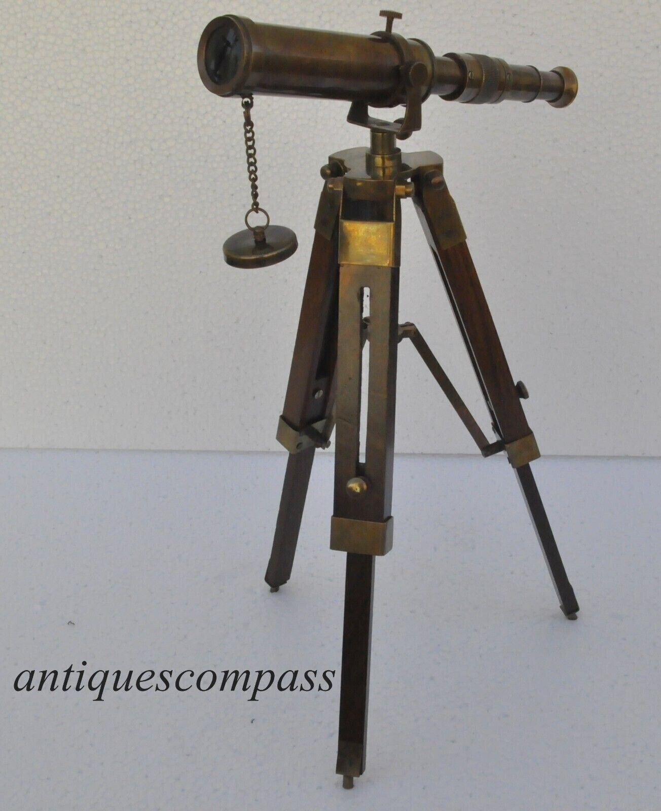 Antique Solid Brass Telescope With Wooden Tripod Vintage Home Décor Item Gift