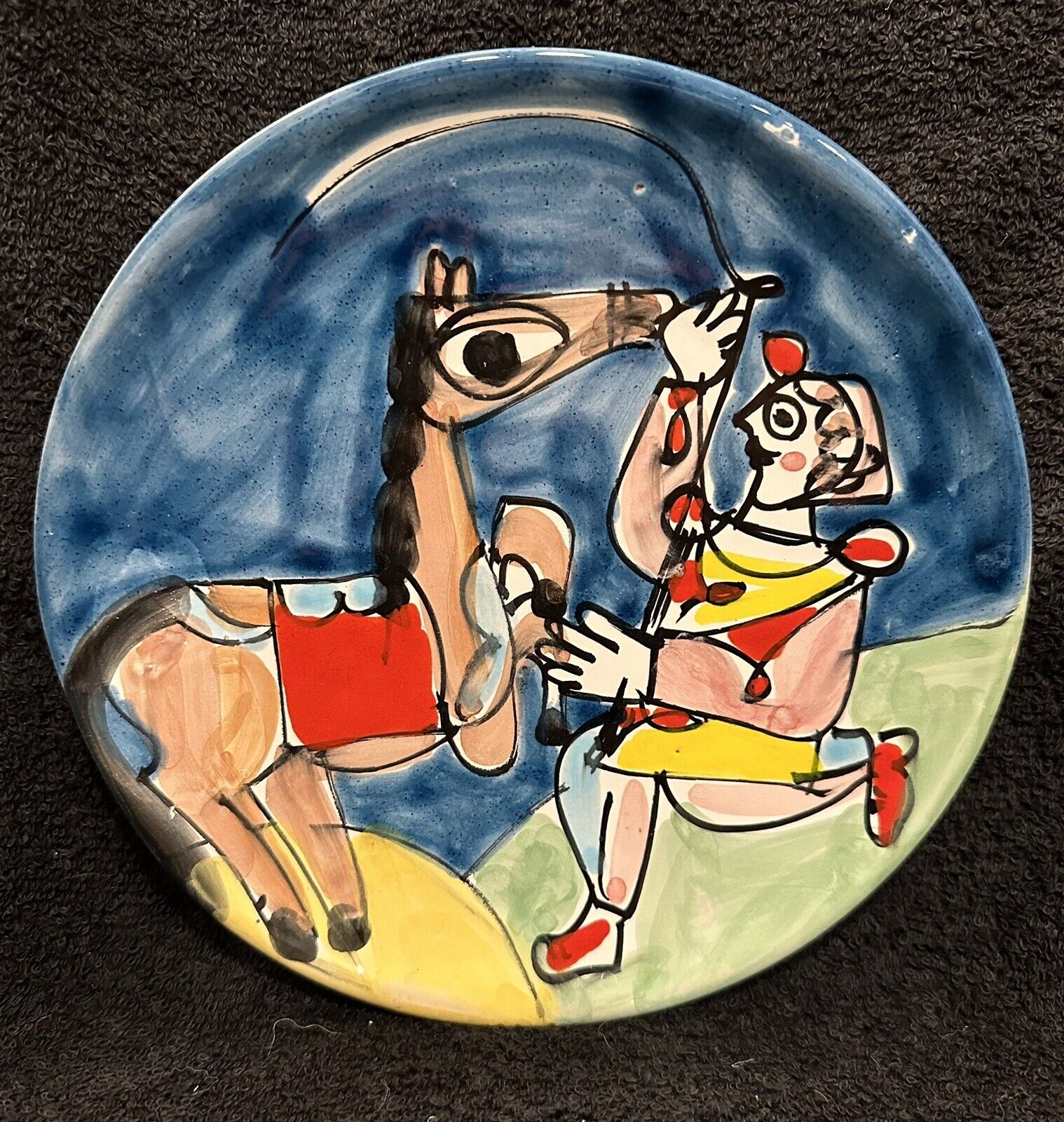 La Musa Carnevale Ceramic 8”Pony Trainer Plate Made In Italy For Saks 5th Avenue