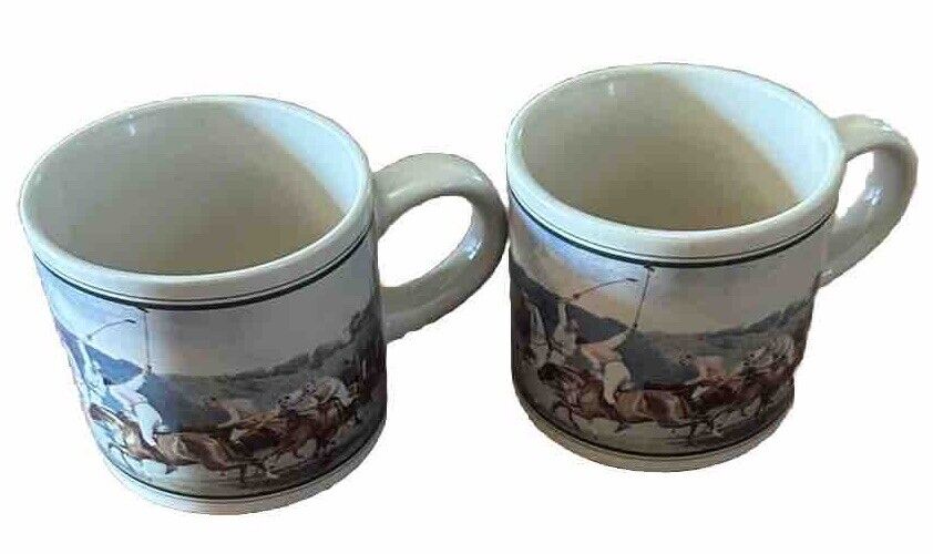 Set Of 2 Vintage Ralph Lauren Polo Match Coffee Mug Made in Japan