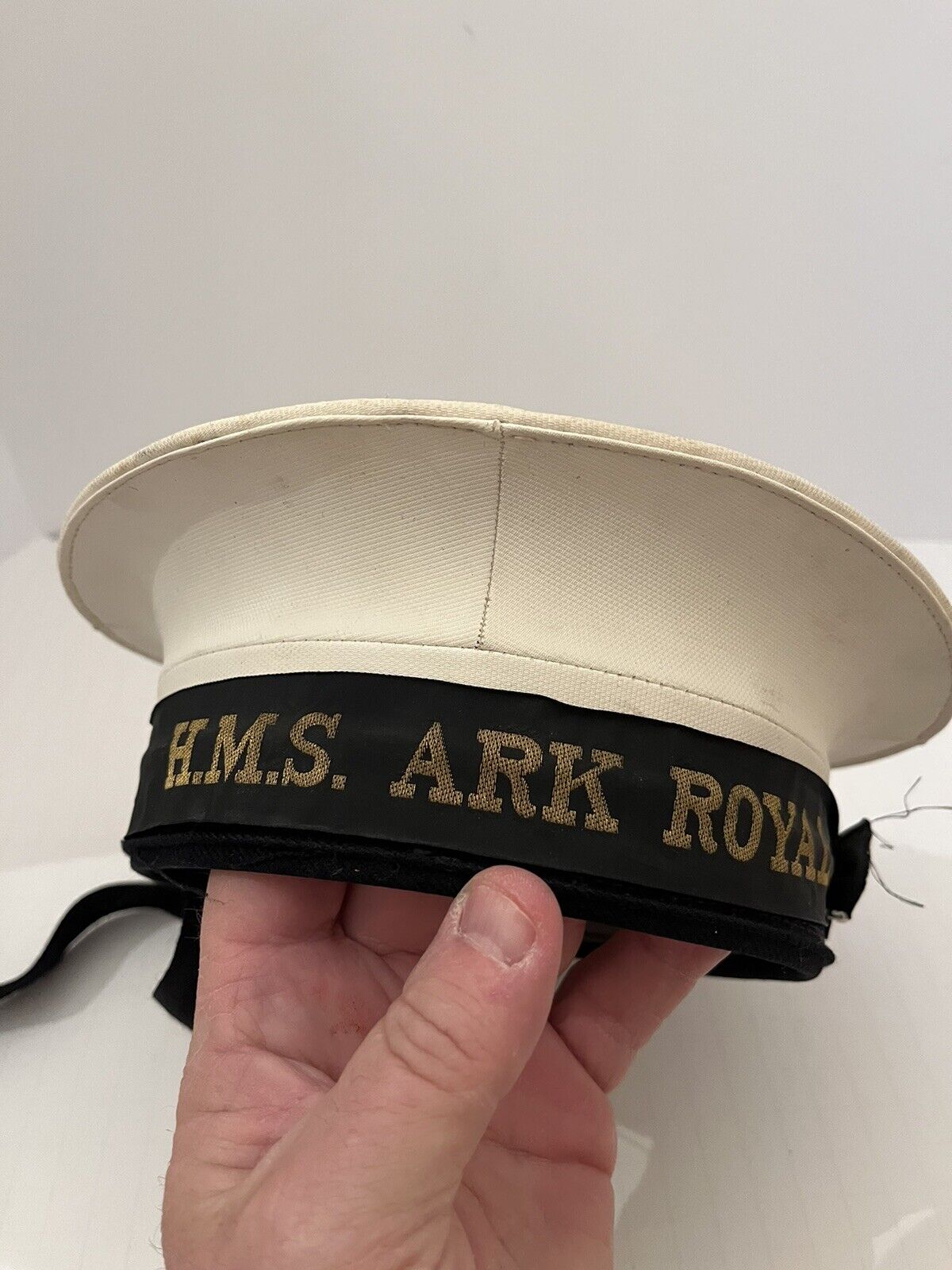 Rare Vintage WWII HMS ARK ROYAL Royal Navy Aircraft Carrier Ship Sailor Hat Name