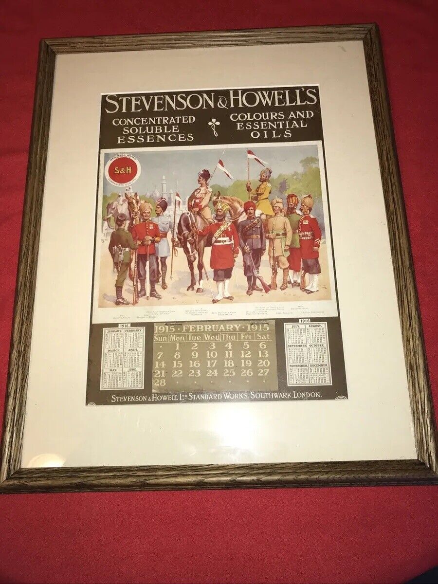 WW1 Original 1915 Stevenson & Howells Calendar Featuring Colonial Troops 16x20”