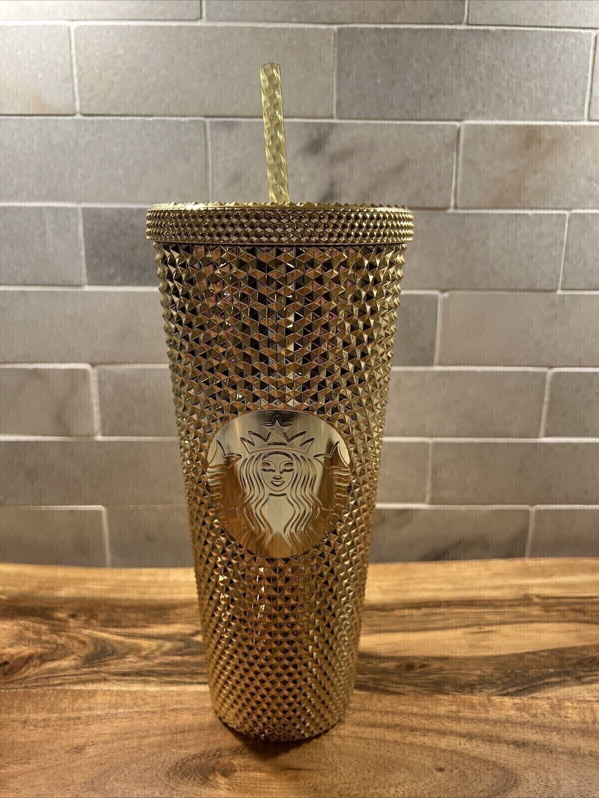 Starbucks Christmas 2022 Gold Bling Venti Studded Tumbler 24oz Cold Cup