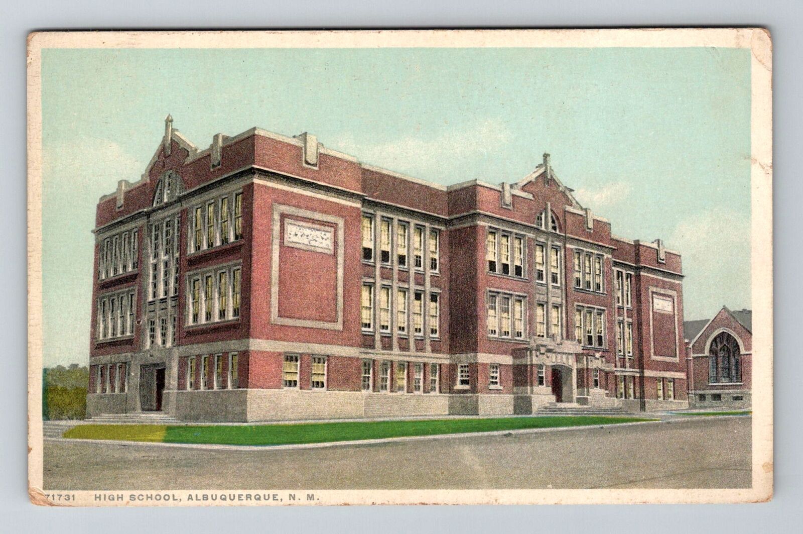 Albuquerque NM-New Mexico, High School, Vintage Postcard