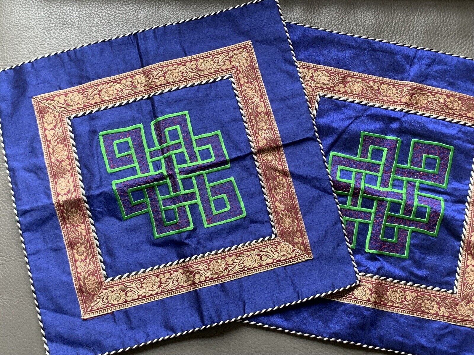 Two Vintage Handspun Silk Handmade Pilllow Case/Cushion Covers, 15\