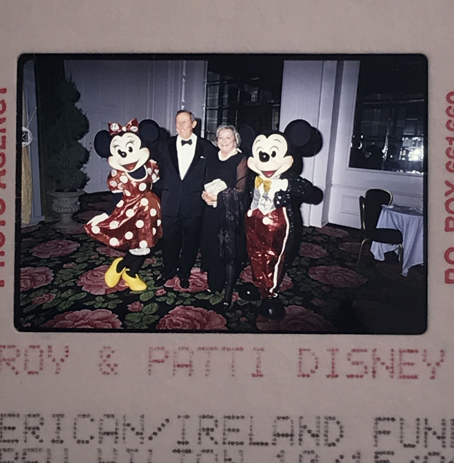 1996 Roy & Patti Disney w/ Mickey & Minnie Mouse Color Photo Transparency Slide