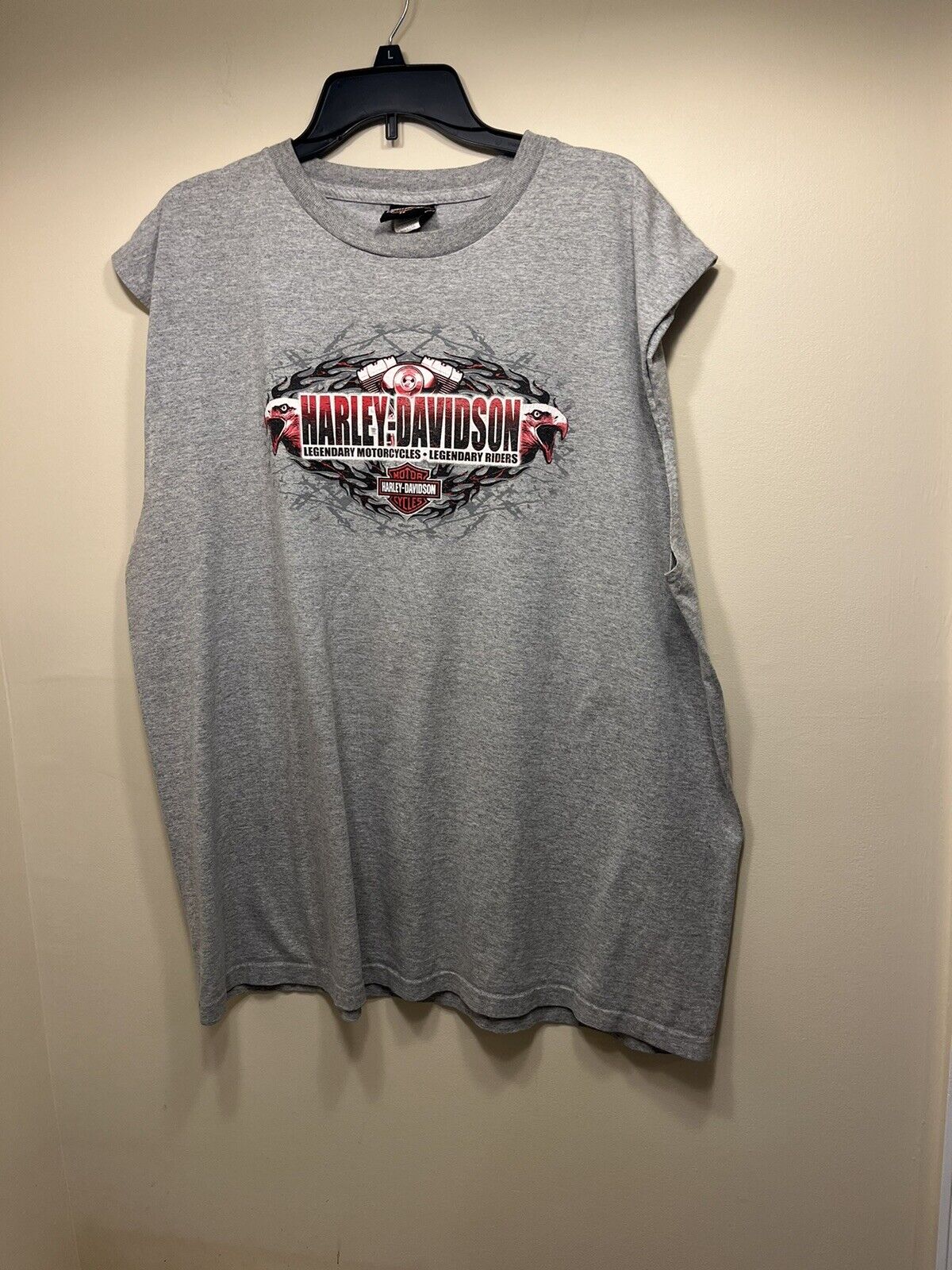Harley Davidson T-Shirt Men’s 2Xl Sleeveless Gray Crystal River FL Made In USA
