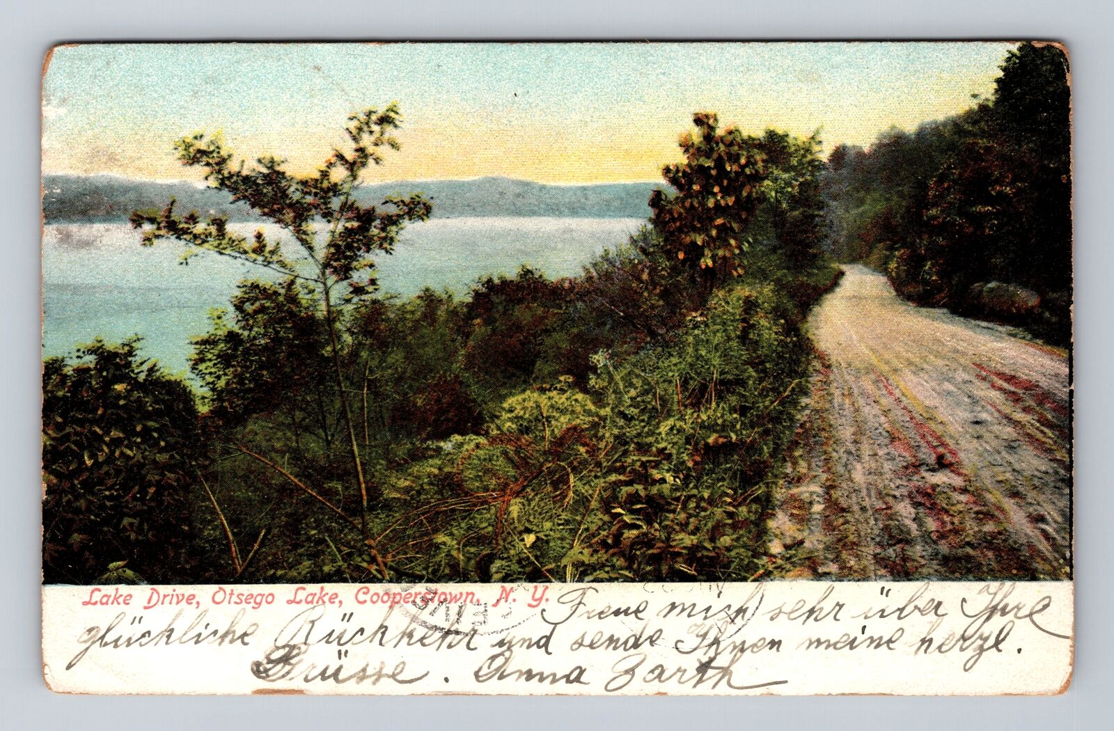Cooperstown NY-New York, Otsego Lake, Lake Drive, Antique Vintage Postcard