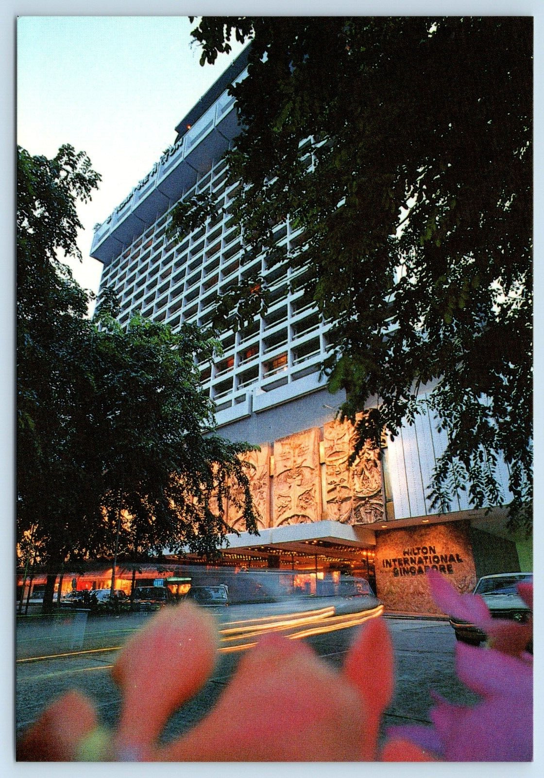 Hilton International Singapore Hotel Street View Chrome UNP Postcard