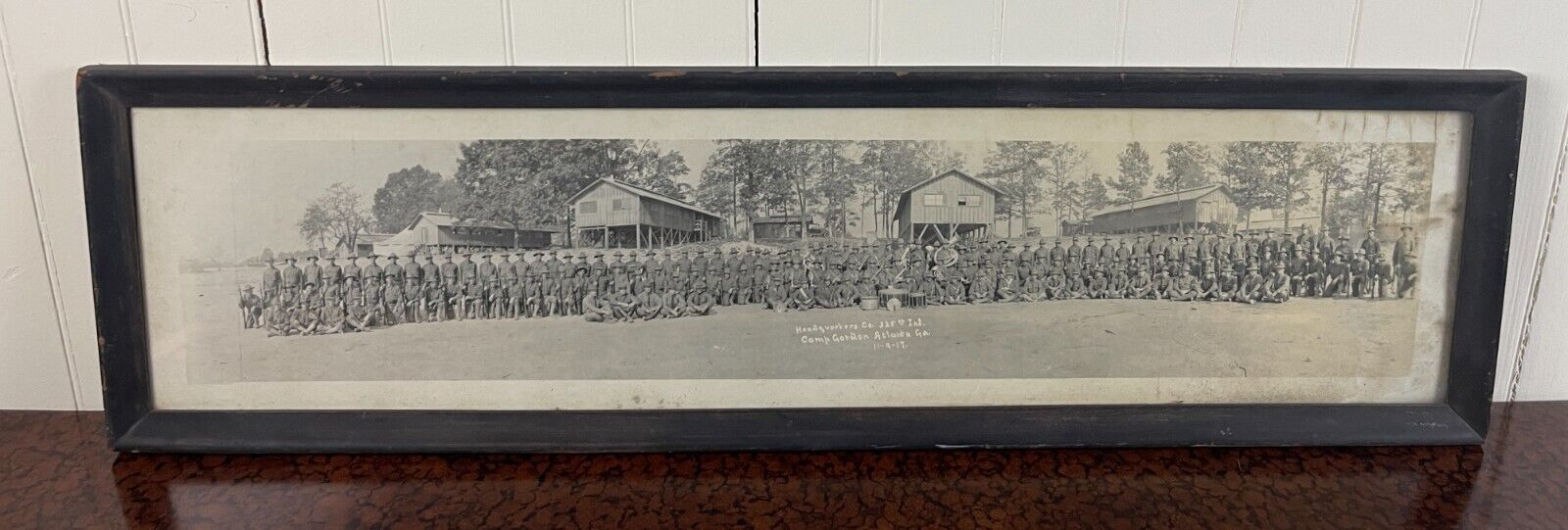 WWI 325th Infantry 82nd Division 1917 Antique Framed Panoramic Photo Camp Gordon