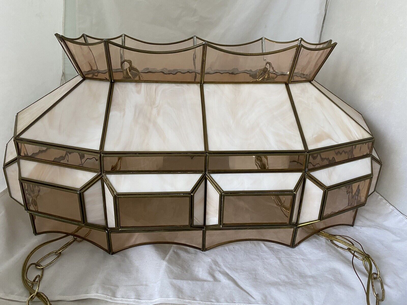Vtg Tiffany Style 2 light Stained Glass 25\