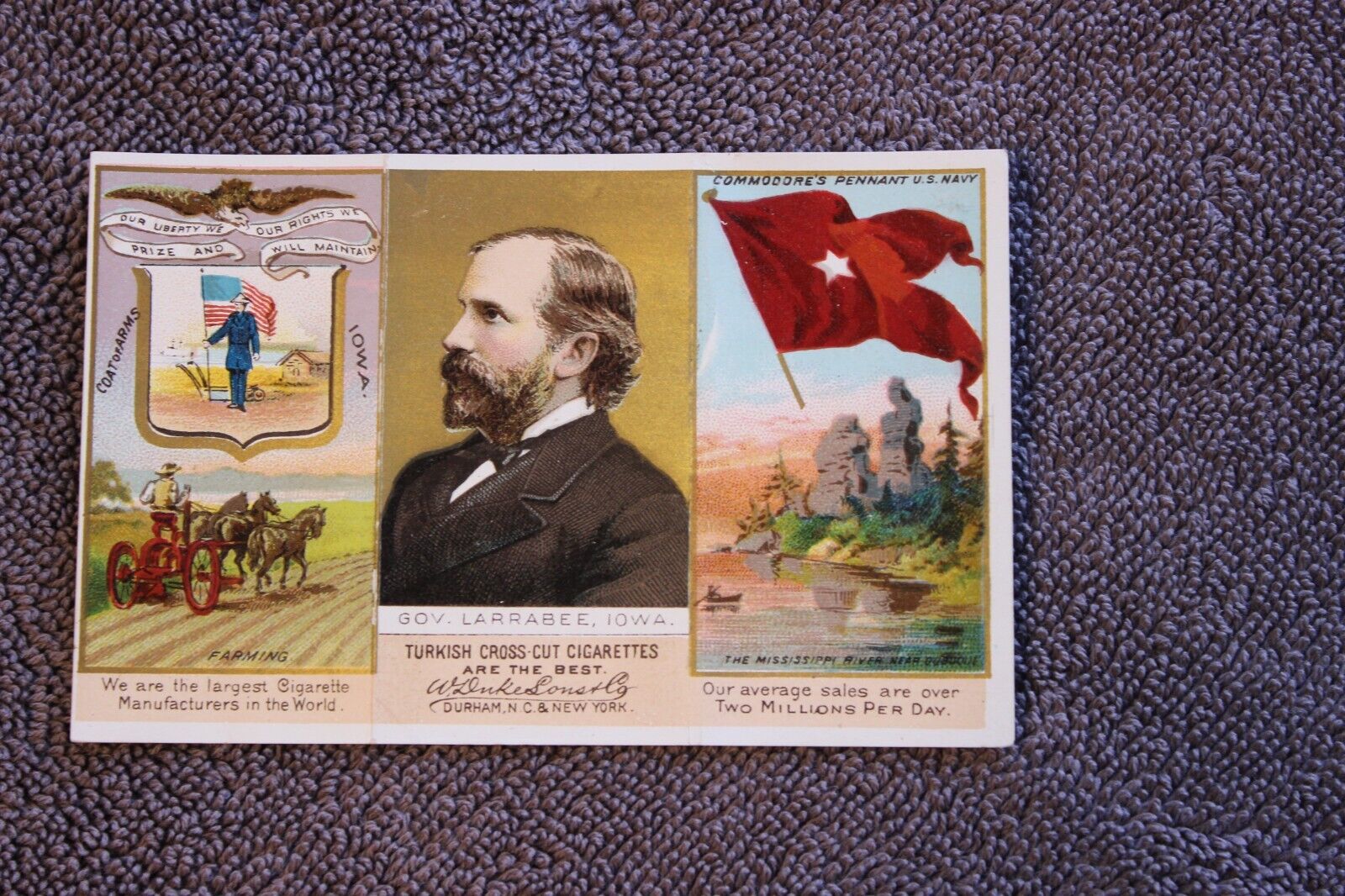 1880\'s N133 Duke State & territorial Governors tobacco card - Iowa