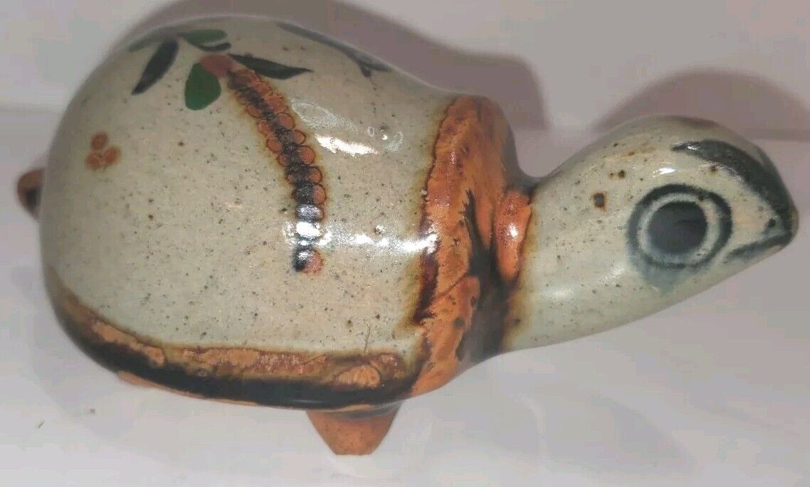 VTG RARE  Jorge Wilmot Tonala Mexico Pottery Turtle Figurine Folk Art Bird