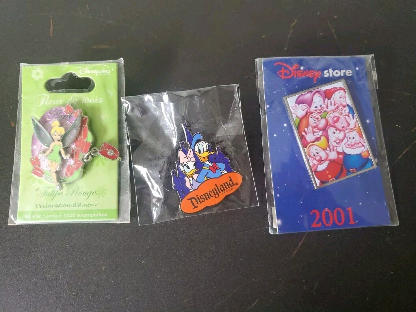 Vtg Disney Pins Donald Duck Dwarfs Tinkerbell Trading New Lot Of 3
