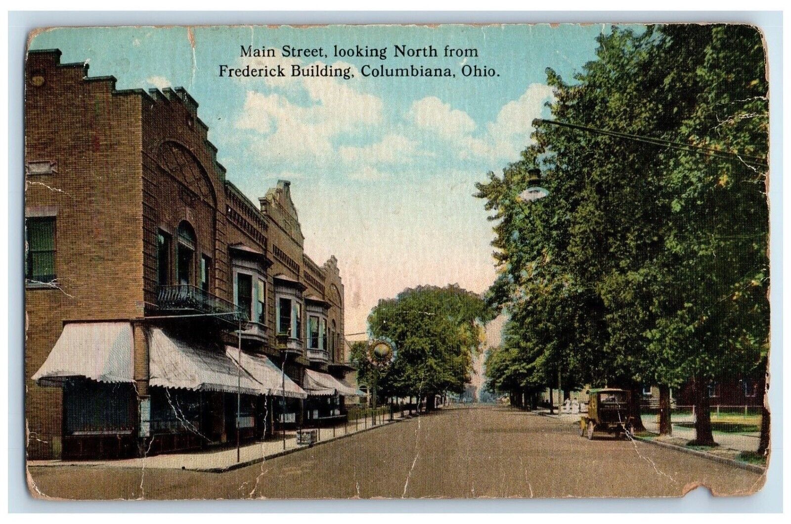 1920 Main Street Looking North From Frederick Building Columbiana OH Postcard