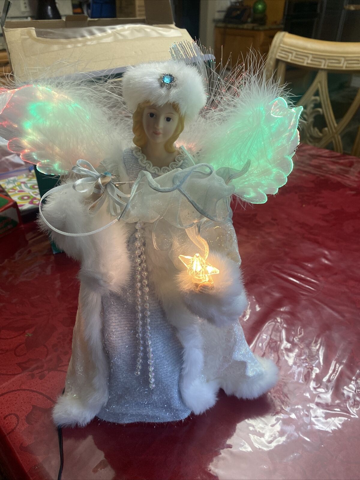 Vintage Lighted \'Magical Christmas Angel with Wings. Head & Arms Movement