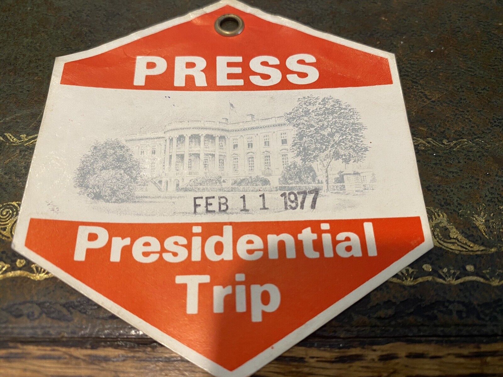 1977 President Carter United Kingdom Trip Numbered Press Badge
